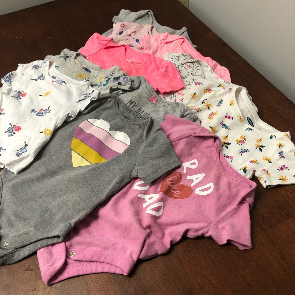 Baby girl size 12-18M onesies & shirts - LOT of 11